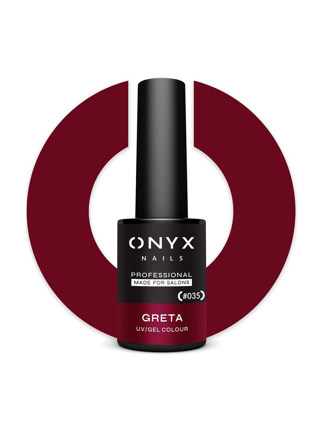 035 Lakier hybrydowy ONYX NAILS Greta – głęboka czerwień z nutą brązu 7ml